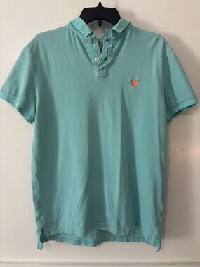 AE Men's Aqua Short-Sleeve Polo Shirt